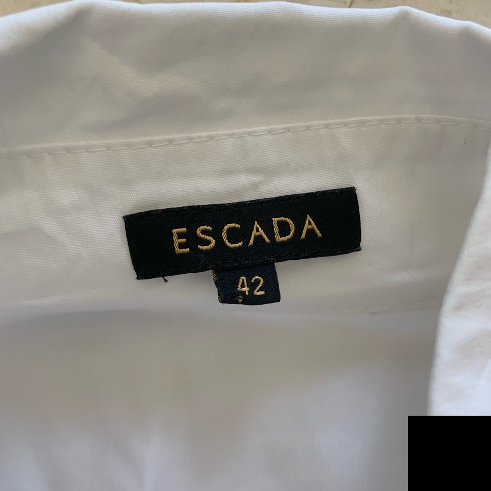 Escada Like New White Button Down With Beads Sz 42 - image 3